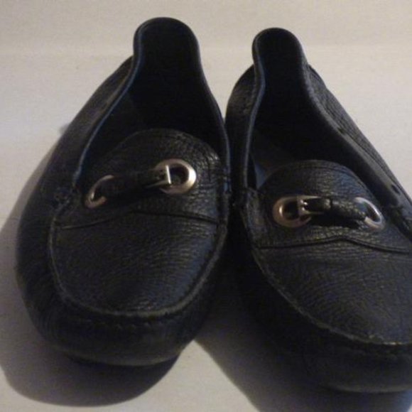 Prada Vintage Black Textured Leather Squared Toe Designer Flats - Picture 5 of 12
